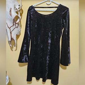 Long sleeve black velvet dress
